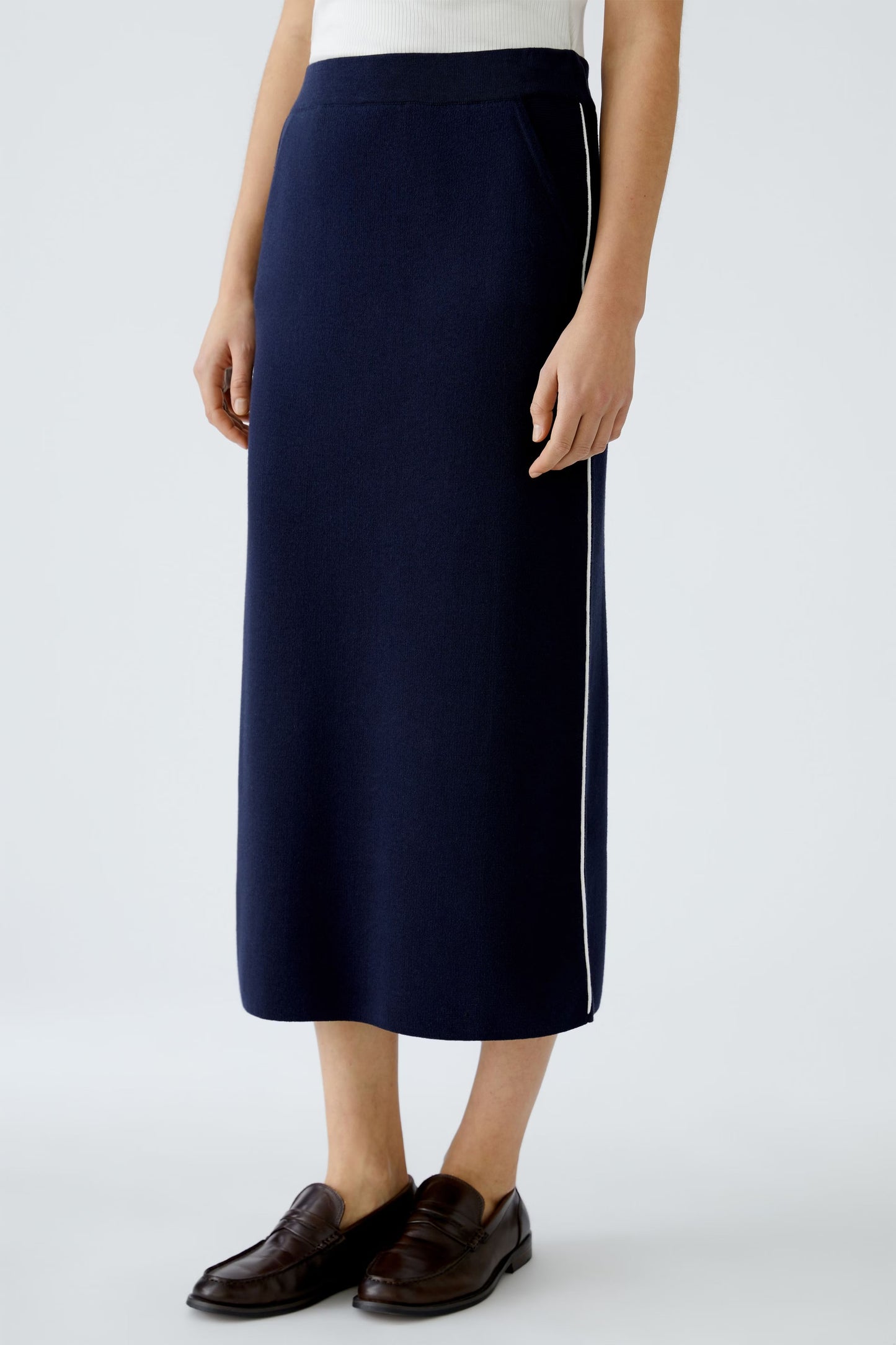 Oui Navy Cotton Skirt