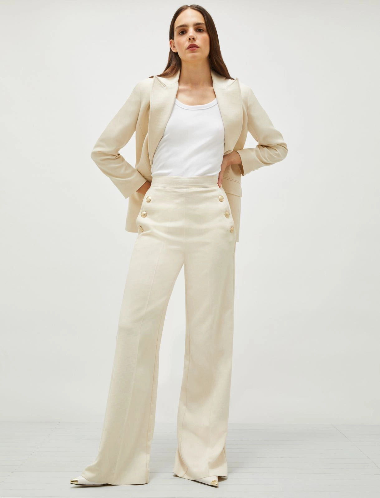 Marella Cream Wide Leg Trousers