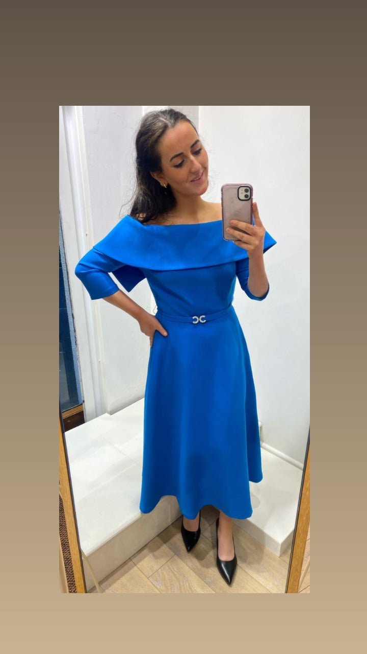 Claudia C Turquoise Boatneck Dress - Lambrusco