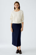 Oui Navy Cotton Skirt