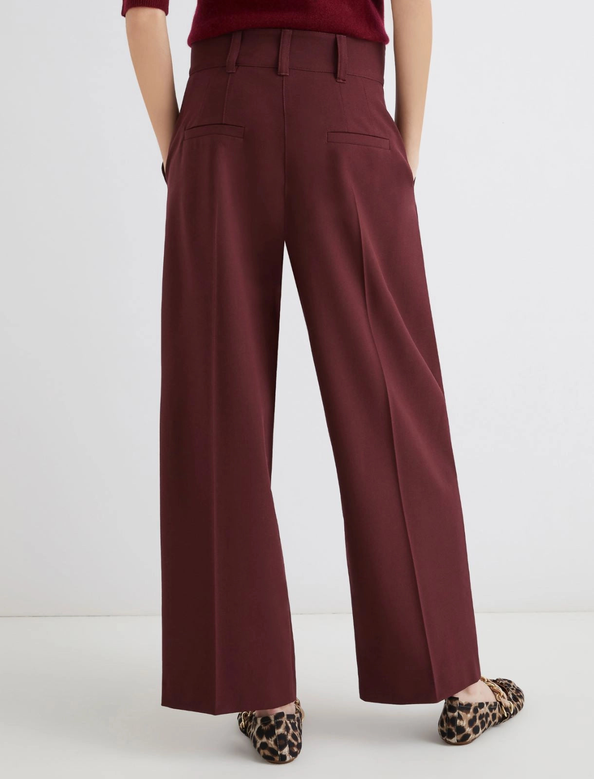 Wine wide leg trousers
