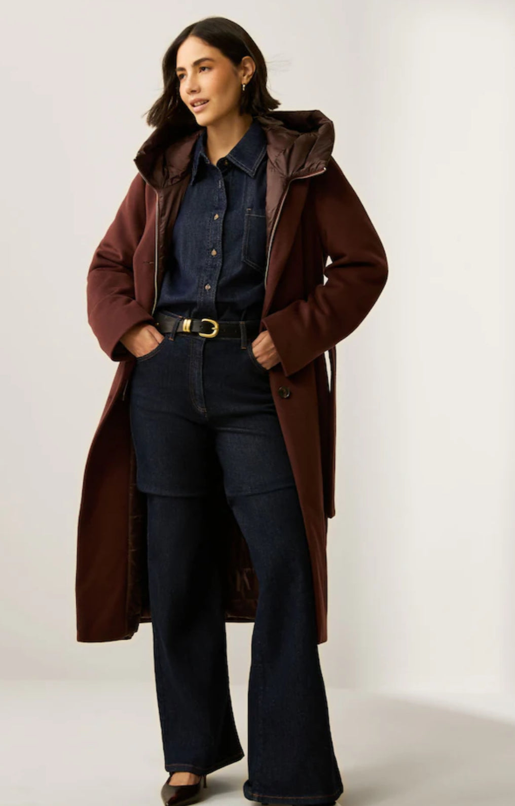 Chocolate Coat with Quilted detail