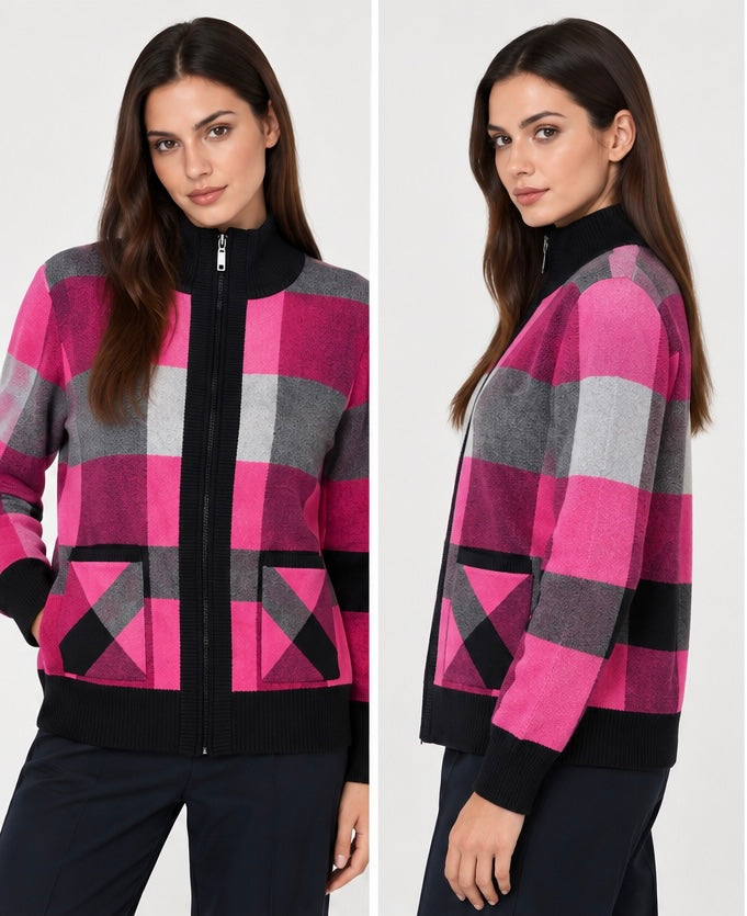 Fuchsia Zip Cardigan