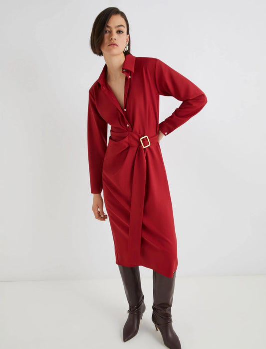 Red Belted Dress