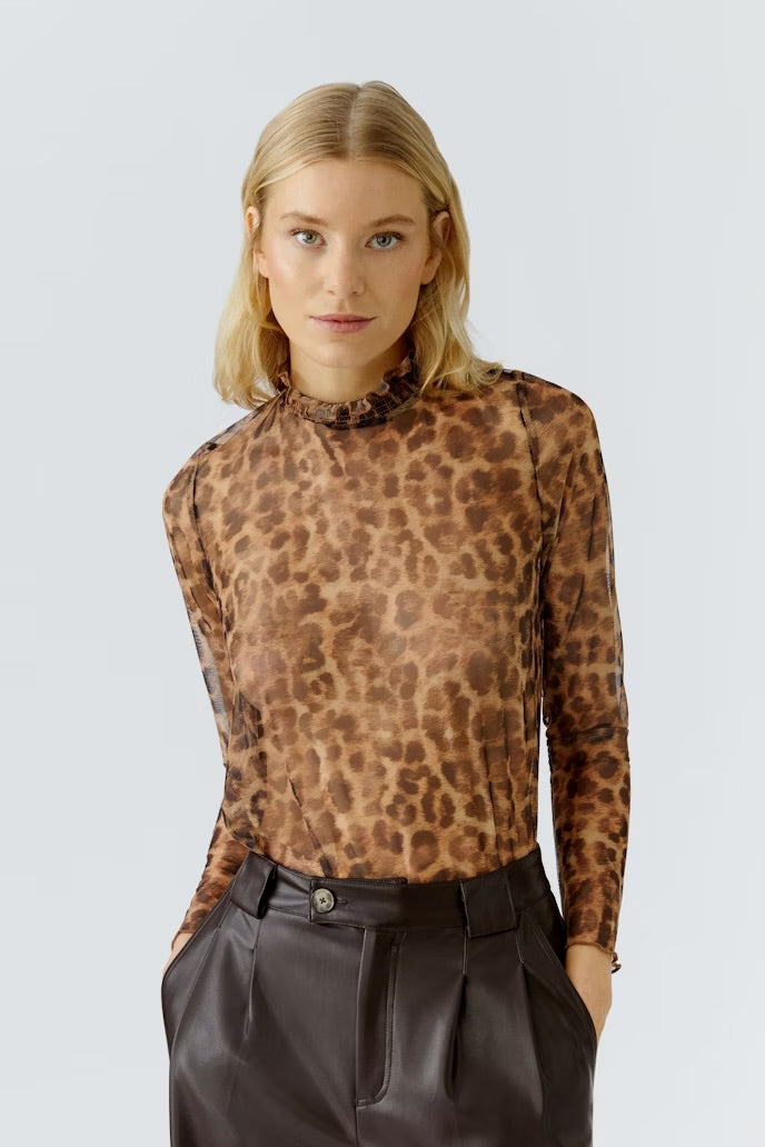Leopard mesh top