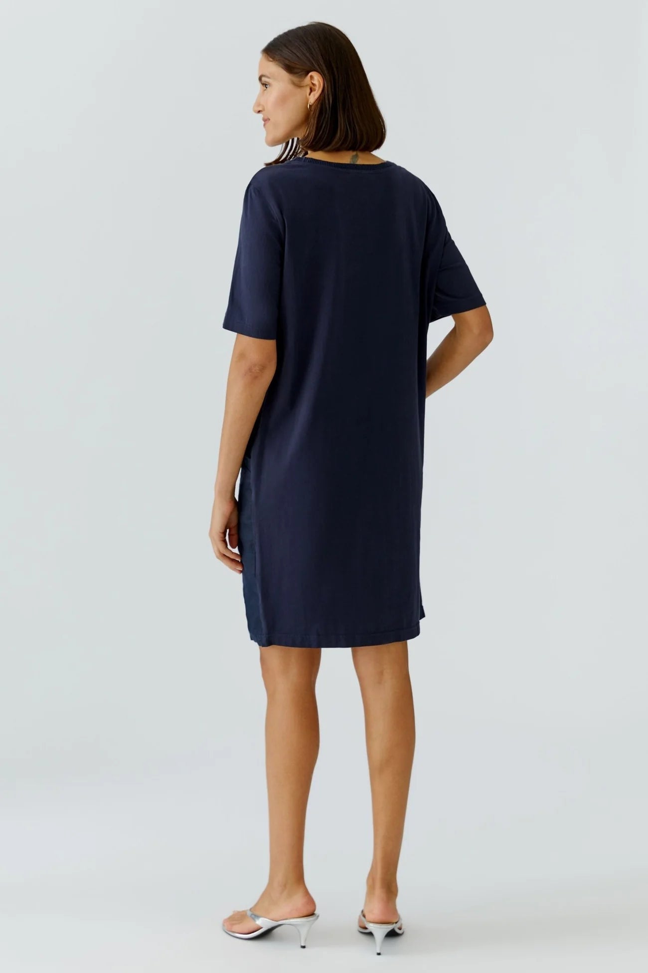 Navy Linen/Cotton Mix Dress