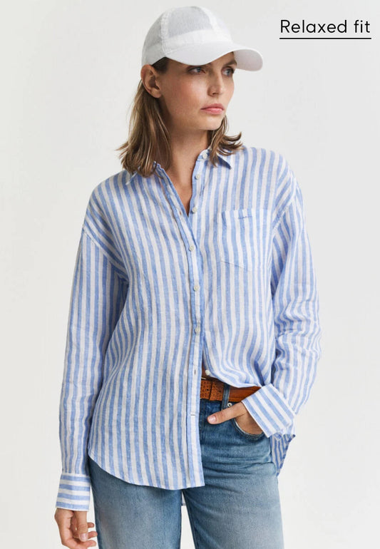 Blue Poplin Striped Shirt