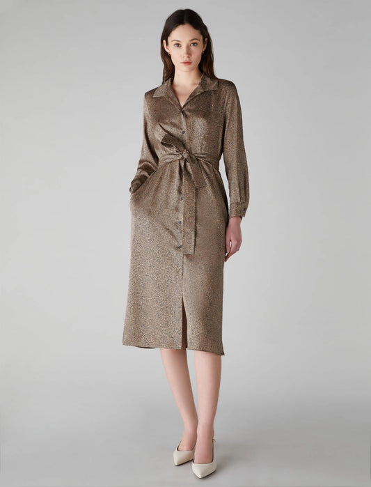 Emme Camel Leopard Shirt Dress