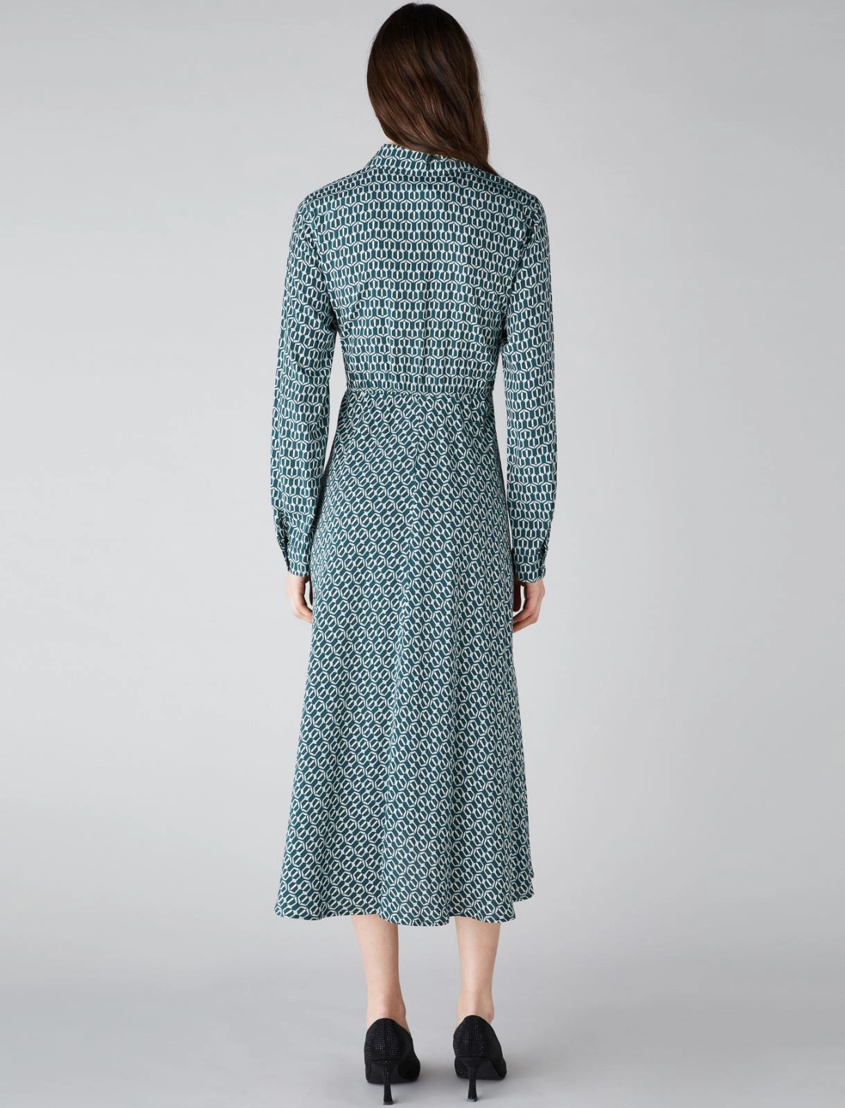 Emme Green Print Long Patterned Dress