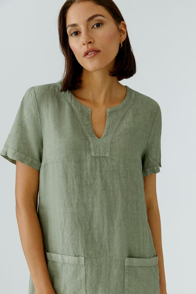 Khaki Linen Dress
