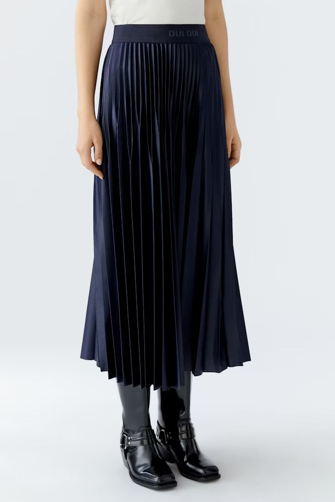 Navy Pleated Skirt