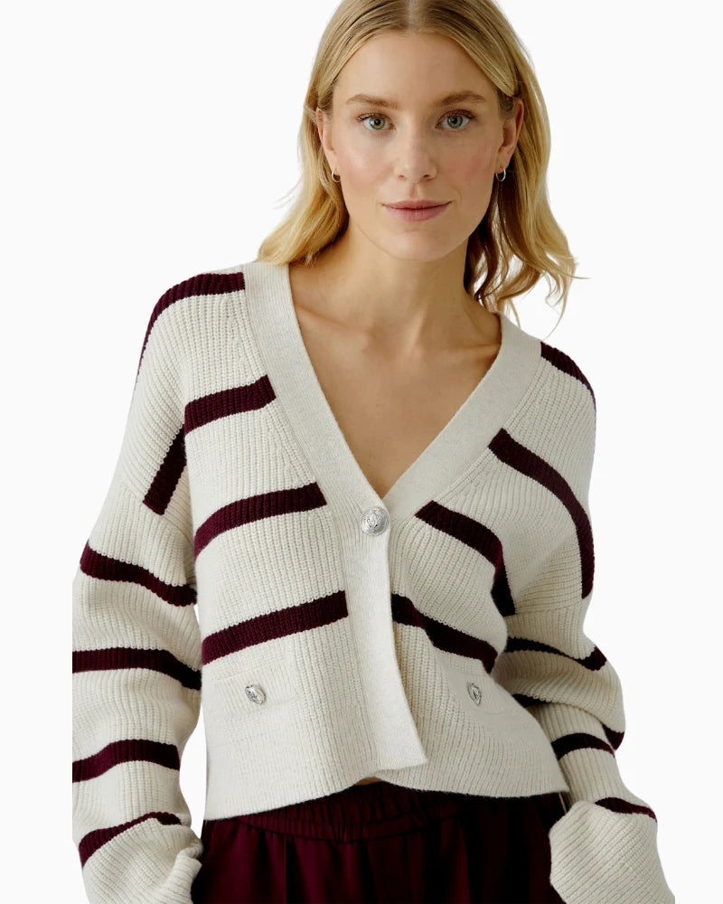 Wine Striped Cardigan