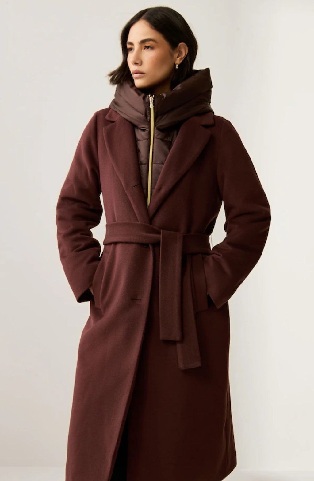 Chocolate Coat with Quilted detail