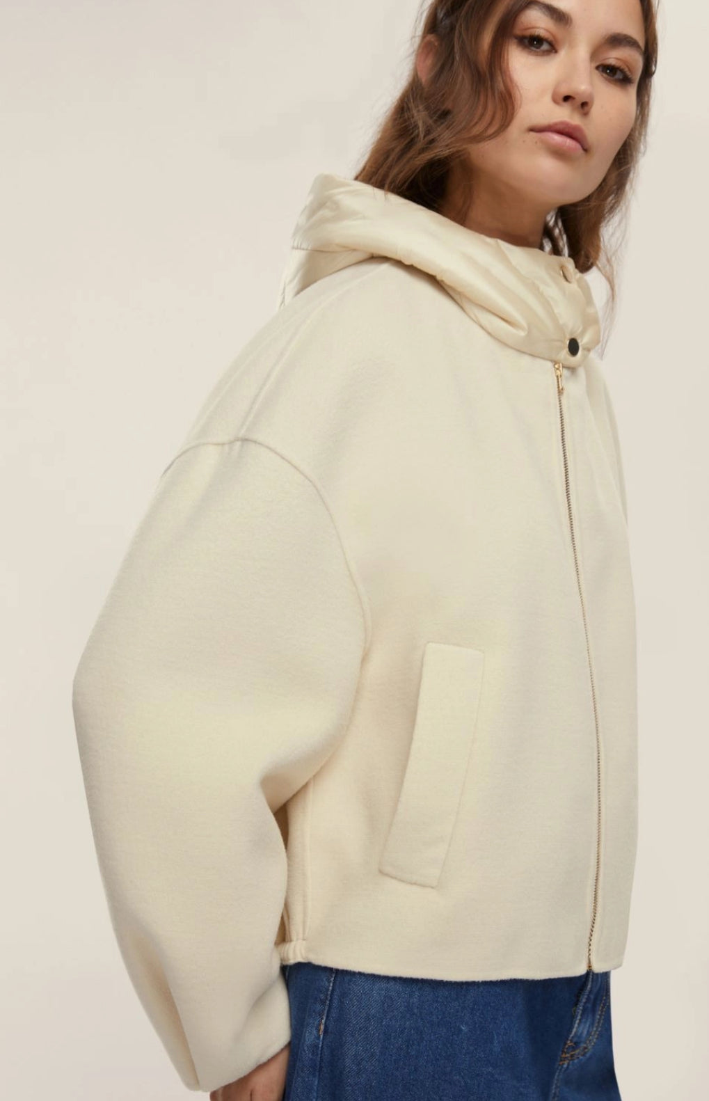 Cream Hooded Jacket