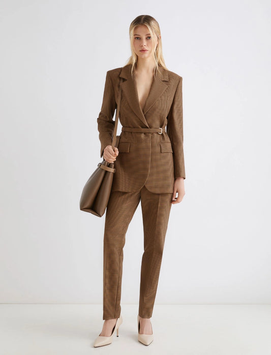 Tan check trouser