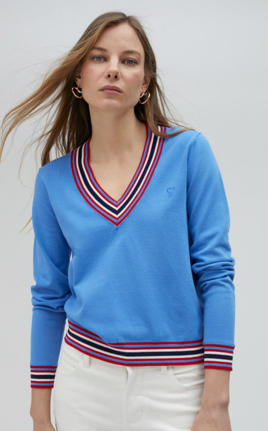 Blue V-Neck Sweater