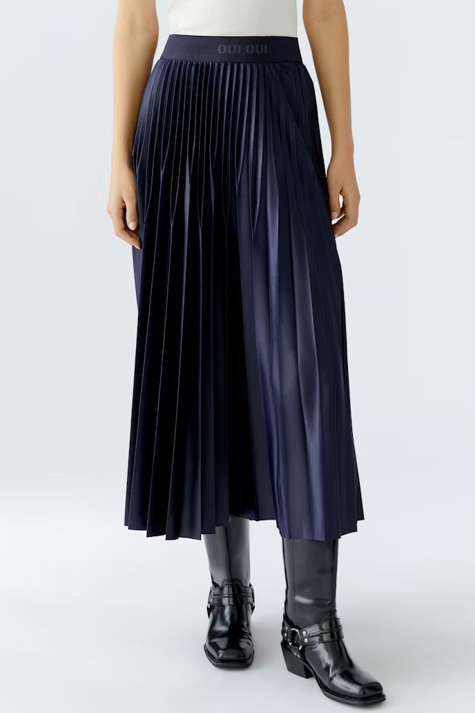 Navy Pleated Skirt