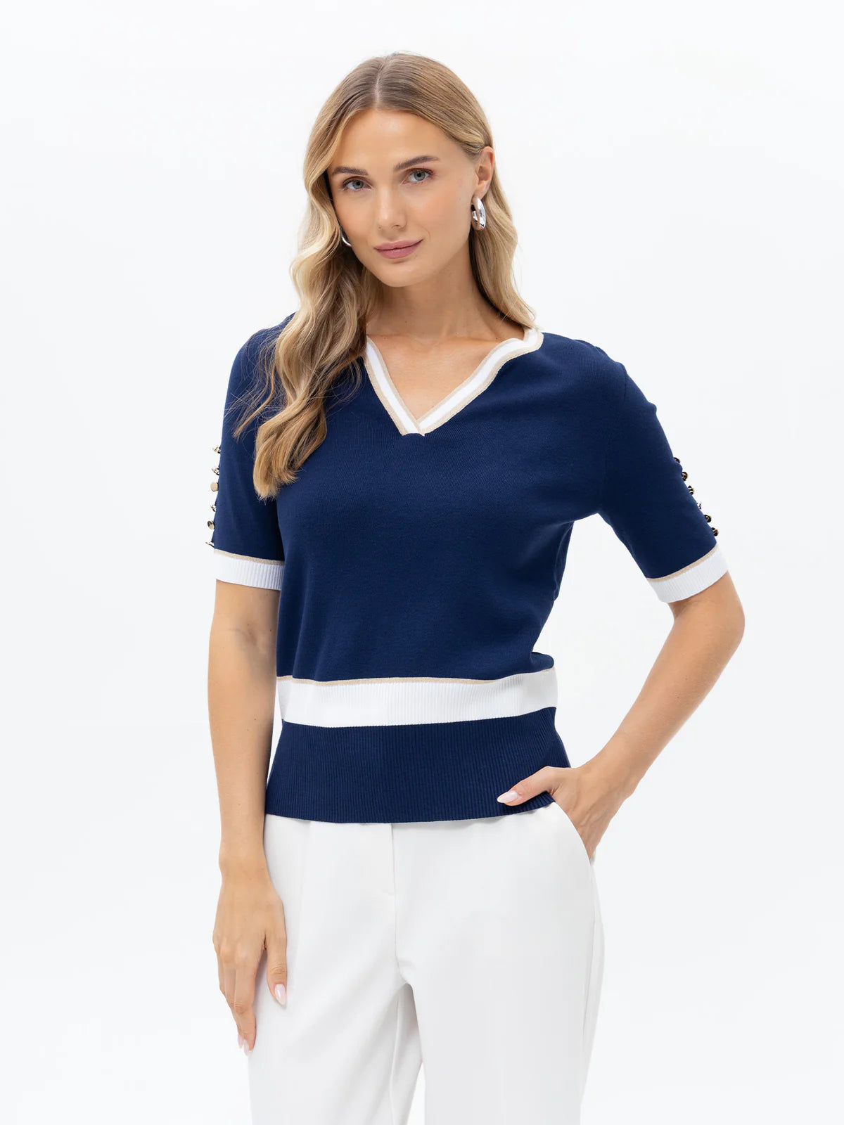 Navy V/N Top