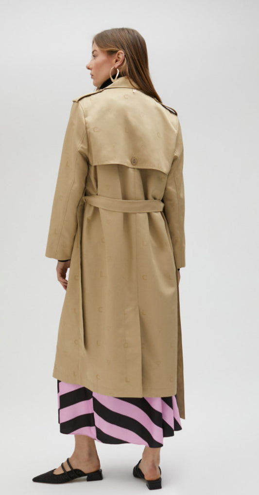 Long Monogrammed Trench Coat
