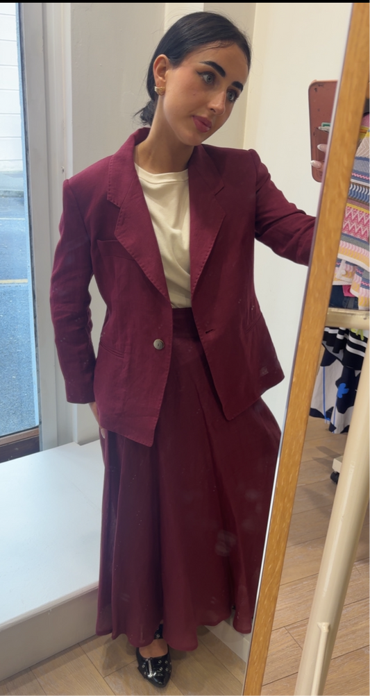 Wine Linen Blazer