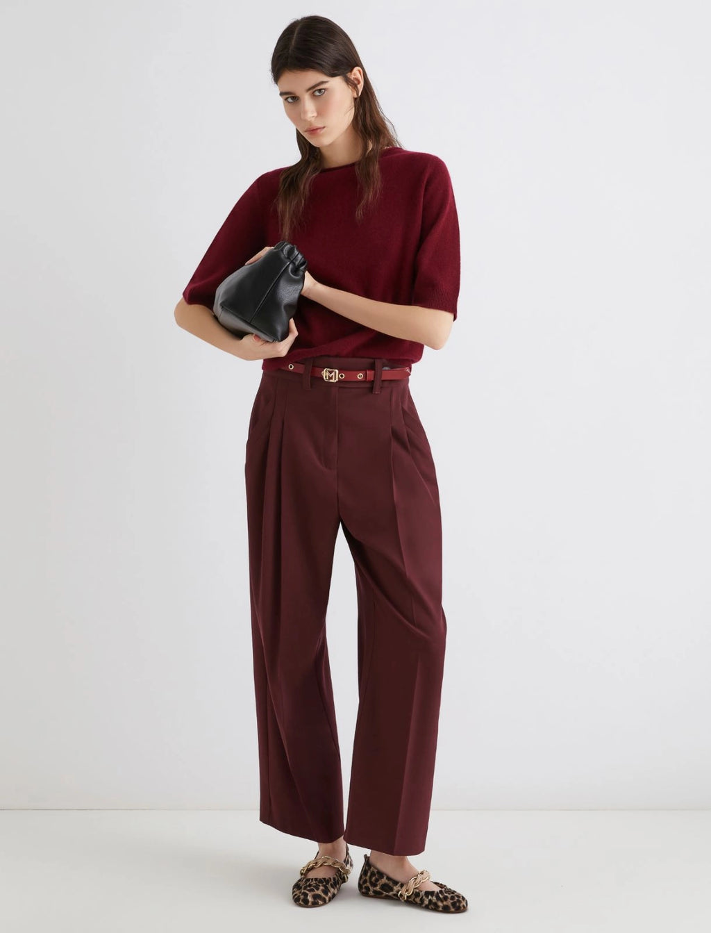 Wine wide leg trousers