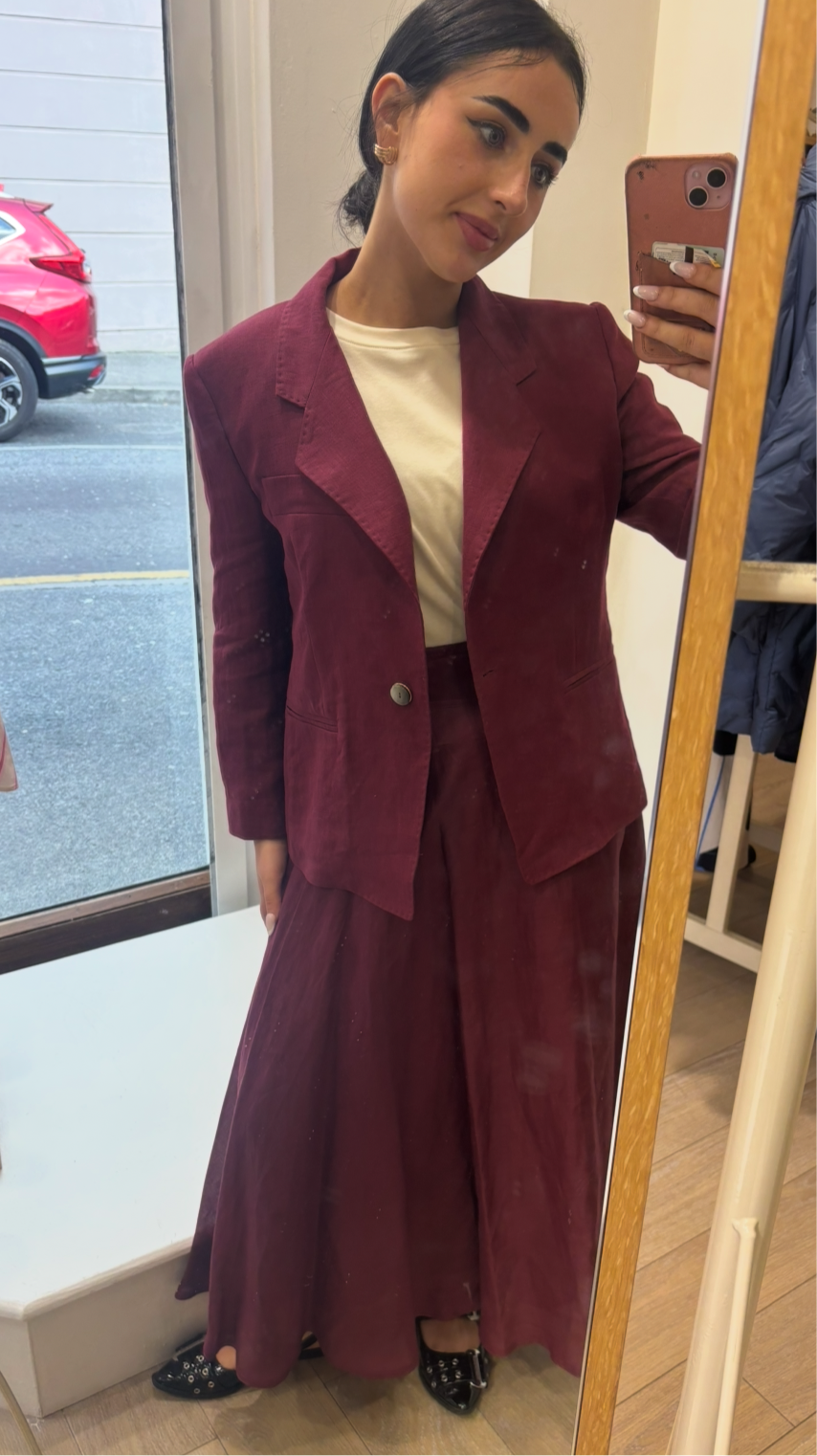 Wine Linen Blazer
