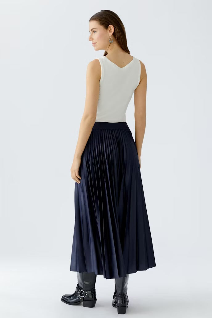 Navy Pleated Skirt