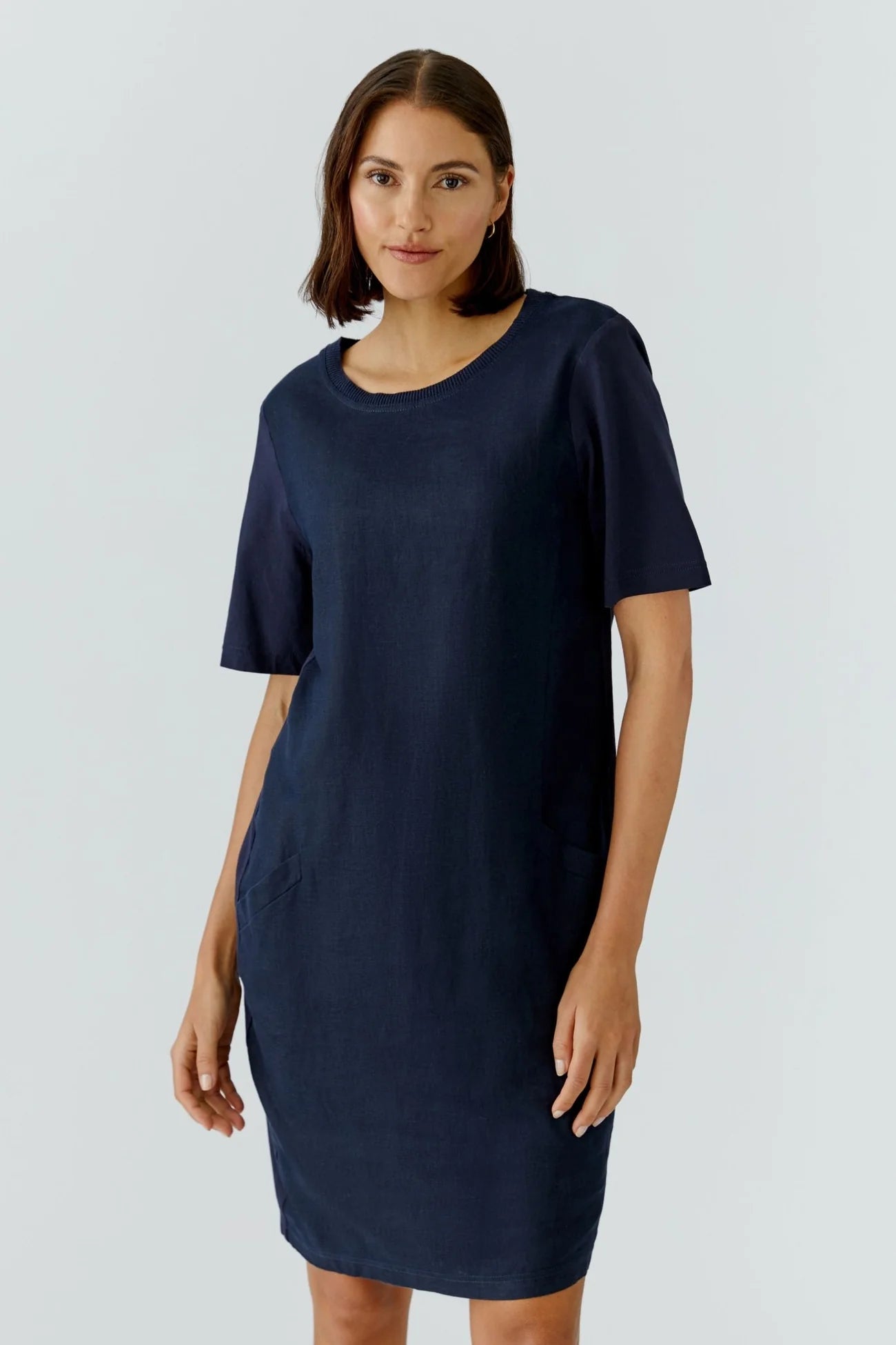 Navy Linen/Cotton Mix Dress