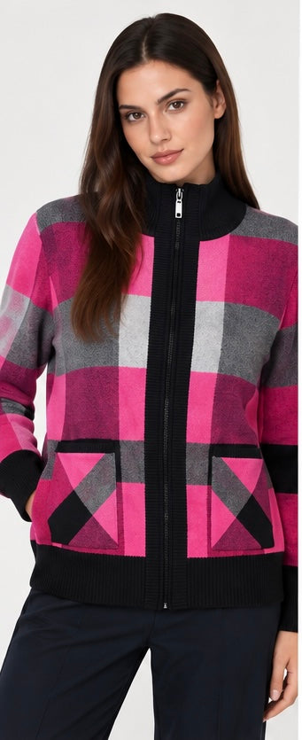 Fuchsia Zip Cardigan